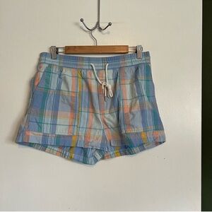 Gap blue plaid pull on elastic waist shorts 
size medium